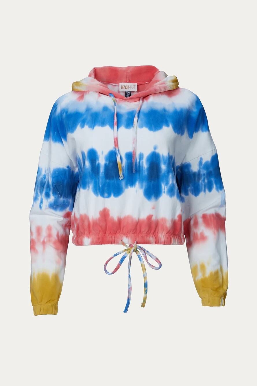 BEACH RIOT Bryce Hoodie in Primary Dip Dye Women's Sz L NWT